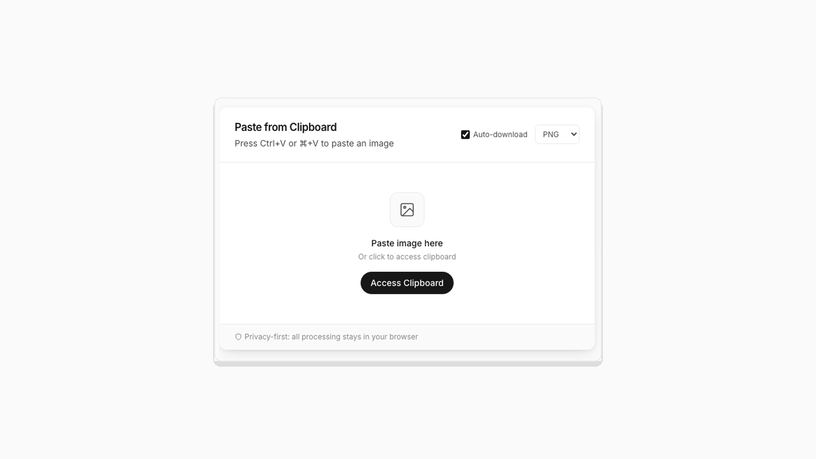 Screenshot of the paste tool showing the Access Clipboard button in its default state
