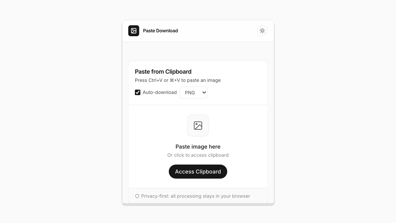 Screenshot of the paste download tool in a mobile browser viewport